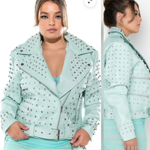 Azalea Wang Jackets & Blazers - Azalea Wang Plus Minty Girl Faux Leather Jacket Size 1X
